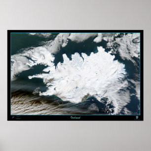 Poster Carte satellite de l'Islande