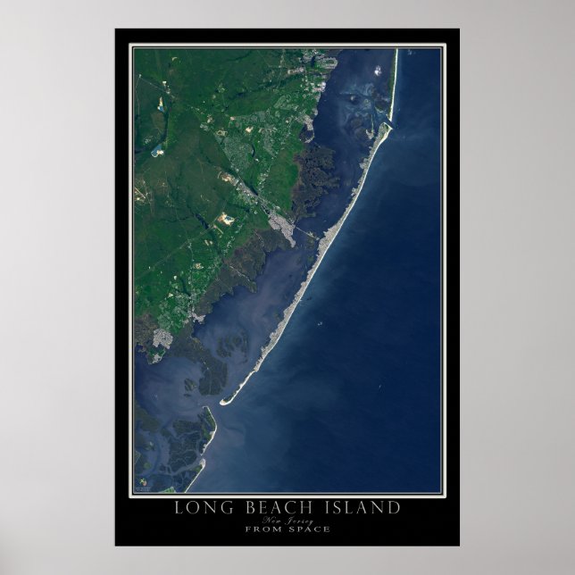 Poster Carte satellite de Long Beach Island New Jersey (Devant)