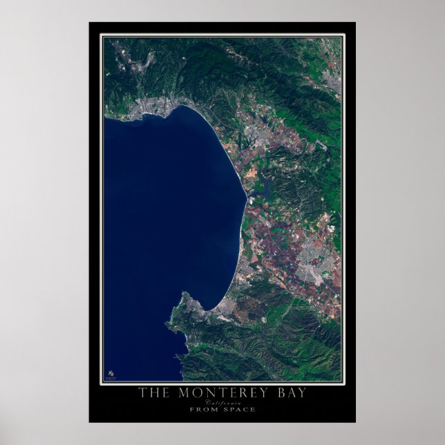 Poster Carte satellite de Monterey Bay California (Devant)