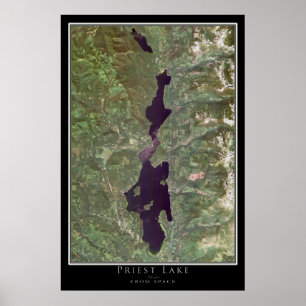 Poster Carte satellite de Priest Lake Idaho