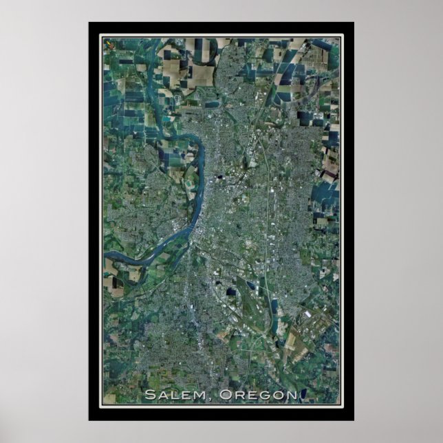 Poster Carte satellite de Salem Oregon (Devant)