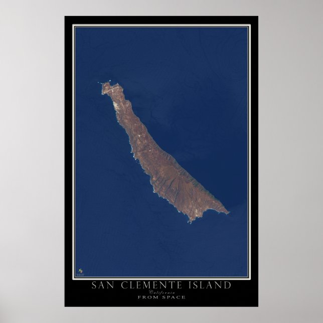 Poster Carte satellite de San Clemente Island California (Devant)