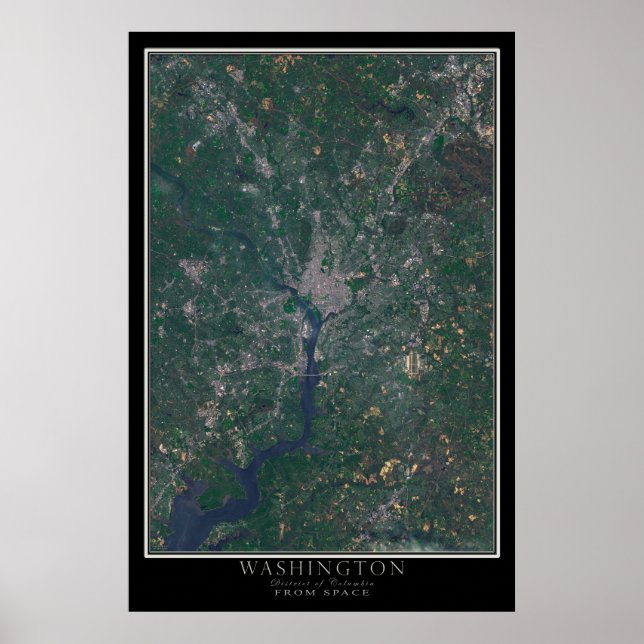 Poster Carte satellite de Washington DC (Devant)