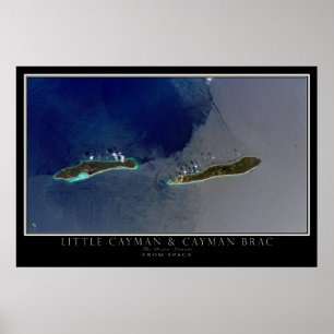 Poster Carte satellite des îles Little Cayman et Cayman B