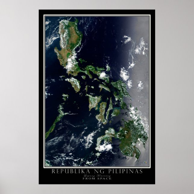 Poster Carte satellite des Philippines (Devant)
