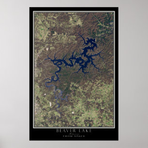Poster Carte satellite du lac Beaver Arkansas