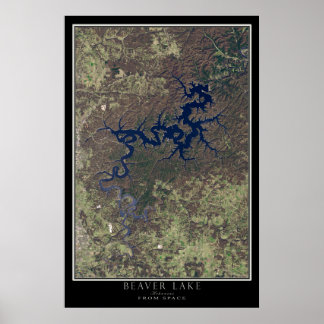 Poster Carte satellite du lac Beaver Arkansas