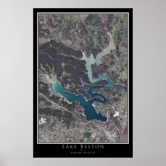 Poster Carte satellite du lac Belton Texas (Devant)