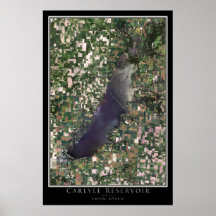 Poster Carte satellite du lac Carlyle Illinois