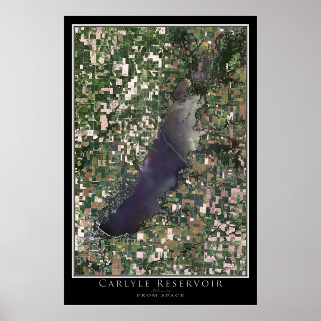 Poster Carte satellite du lac Carlyle Illinois (Devant)