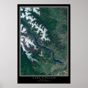 Poster Carte satellite du lac Chelan Washington