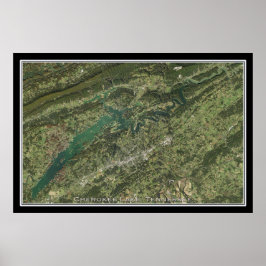 Poster Carte satellite du lac Cherokee Tennessee
