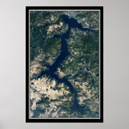 Poster Carte satellite du lac Coeur d'Alene Idaho