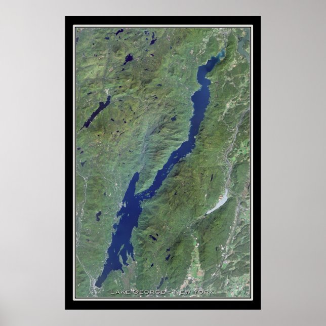 Poster Carte satellite du lac George New York (Devant)
