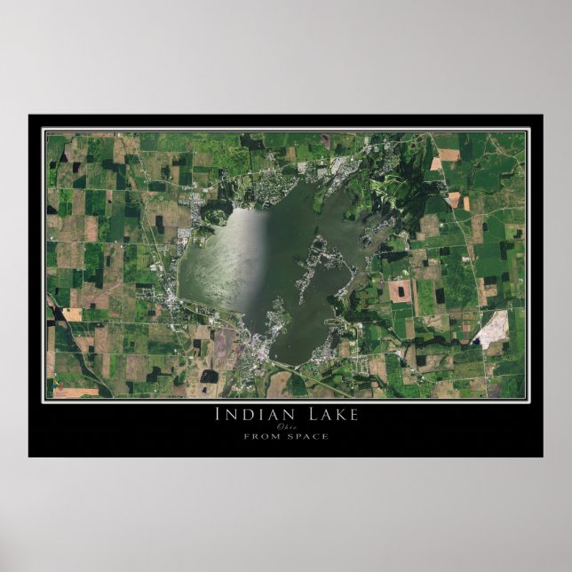 Poster Carte satellite du lac Indien Ohio (Devant)