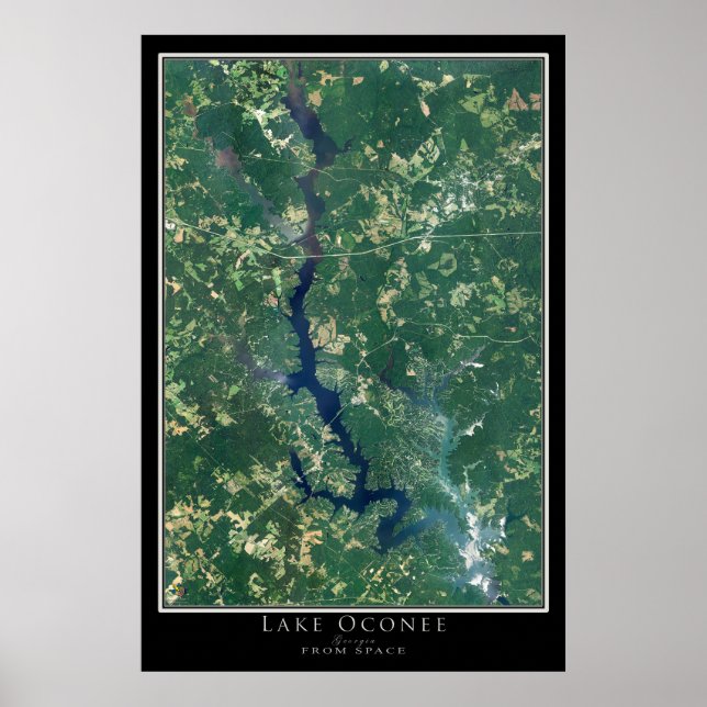 Poster Carte satellite du lac Oconee Georgia (Devant)