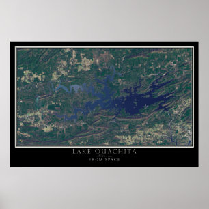 Poster Carte satellite du lac Ouachita Arkansas