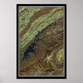 Poster Carte satellite du lac South Holston Tennessee