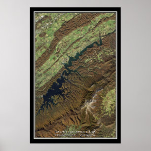 Poster Carte satellite du lac South Holston Tennessee