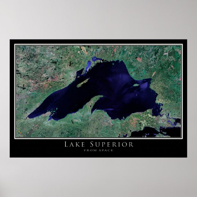 Poster Carte satellite du lac Supérieur (Devant)