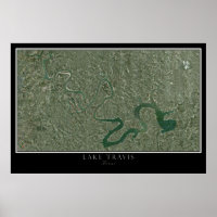 Carte satellite du lac Travis Texas