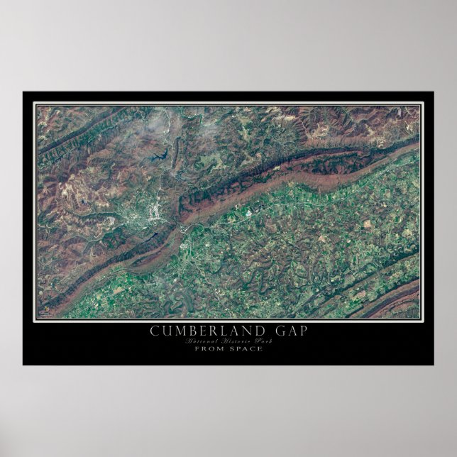 Poster Carte satellite du parc national de Cumberland Gap (Devant)