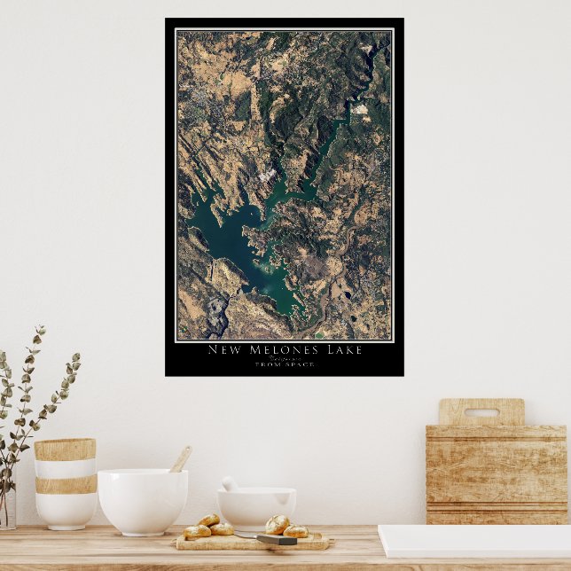 Poster Carte satellite New Melones Lake California (Cuisine)