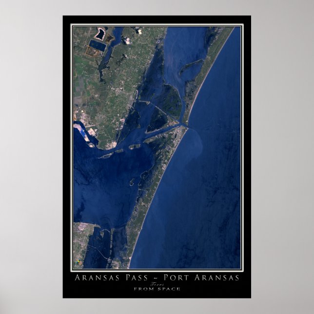 Poster Carte satellite Port Aransas Texas (Devant)