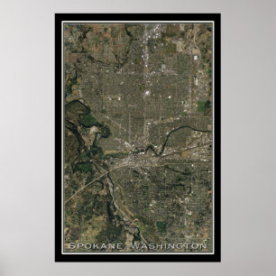 Poster Carte satellite Spokane Washington