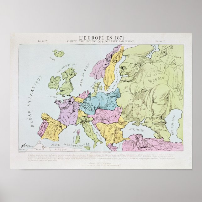 Poster Carte satirique de l'Europe | 1871 (Devant)
