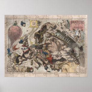 Poster Carte satirique Vintage de la domination russe