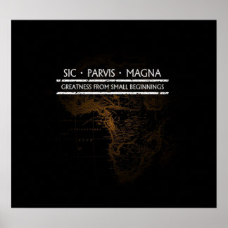 Poster Carte SIC PARVIS MAGNA Noir