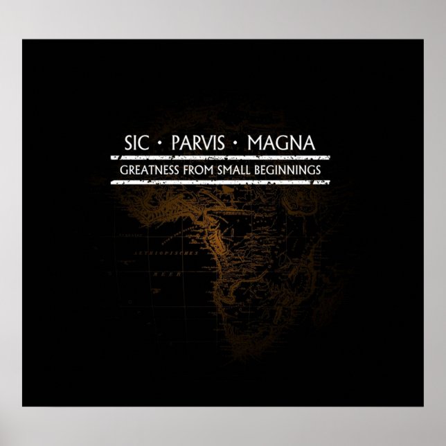 Poster Carte SIC PARVIS MAGNA Noir (Devant)