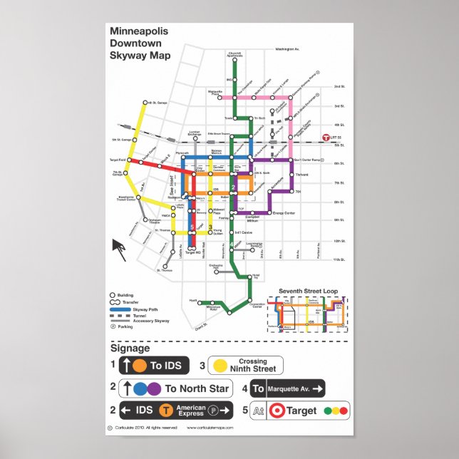 Poster Carte Skyway de Minneapolis (Devant)