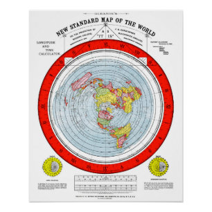 Poster Carte standard de la terre plate du T-shirt du