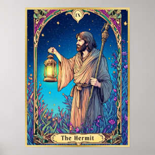 Poster Carte Tarot Art Nouveau, Hermite