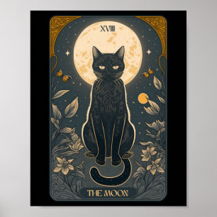 Poster Carte Tarot Chat, Carte Tarot Lune Chat Maman De C