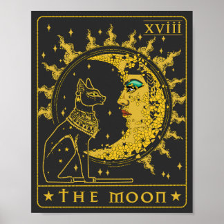 Poster Carte Tarot Crescent Moon Cleopatra Et Sphynx Cat