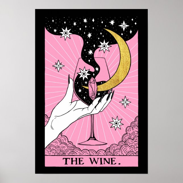 Poster Carte Tarot de l'affiche du vin (Devant)