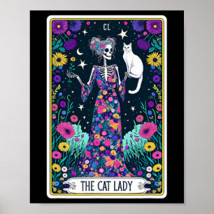 Poster Carte Tarot Lady Chat Skeleton Mothers Day Chat L