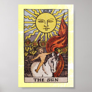 Poster Carte Tarot RWS "Sun" pour une bonne fortune