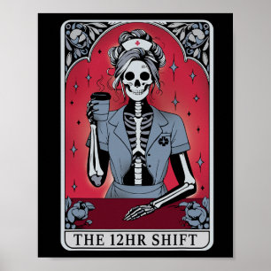 Poster Carte Tarot Squelette Halloween 12 Heures Maj N