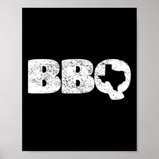 Poster Carte Texas Tx Poignée Bbq Rbecue Simple T