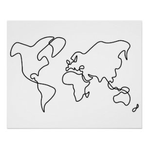 Poster Carte tirée par la main du monde