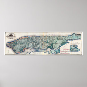 Poster Carte topographique de la ville de New York 1865