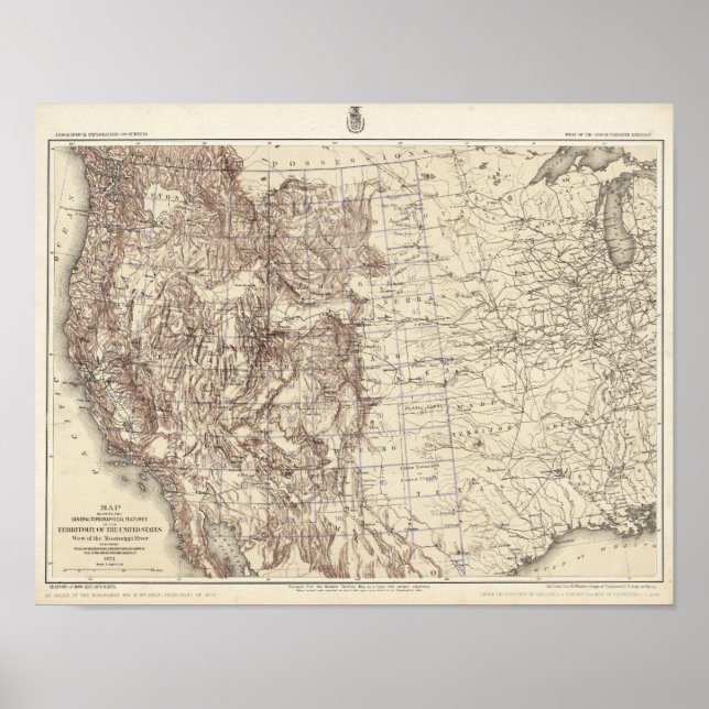 Poster Carte topographique du fleuve Mississippi (Devant)