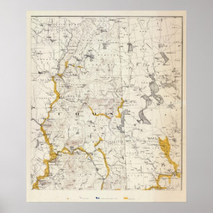 Poster Carte topographique et glaciaire du New Hampshire