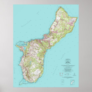 Poster Carte topographique vintage de Guam