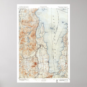 Poster Carte topographique vintage de Willsboro New York