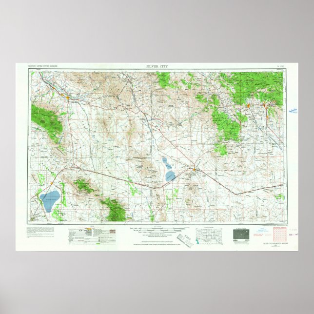 Poster Carte topologique de Silver City NM (Devant)